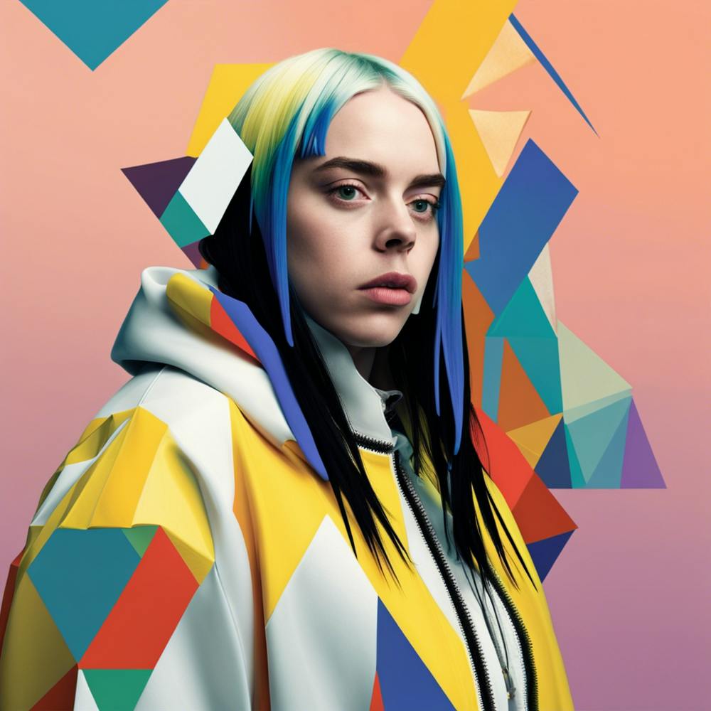 Billie Eilish Girl With Colorful Hair
