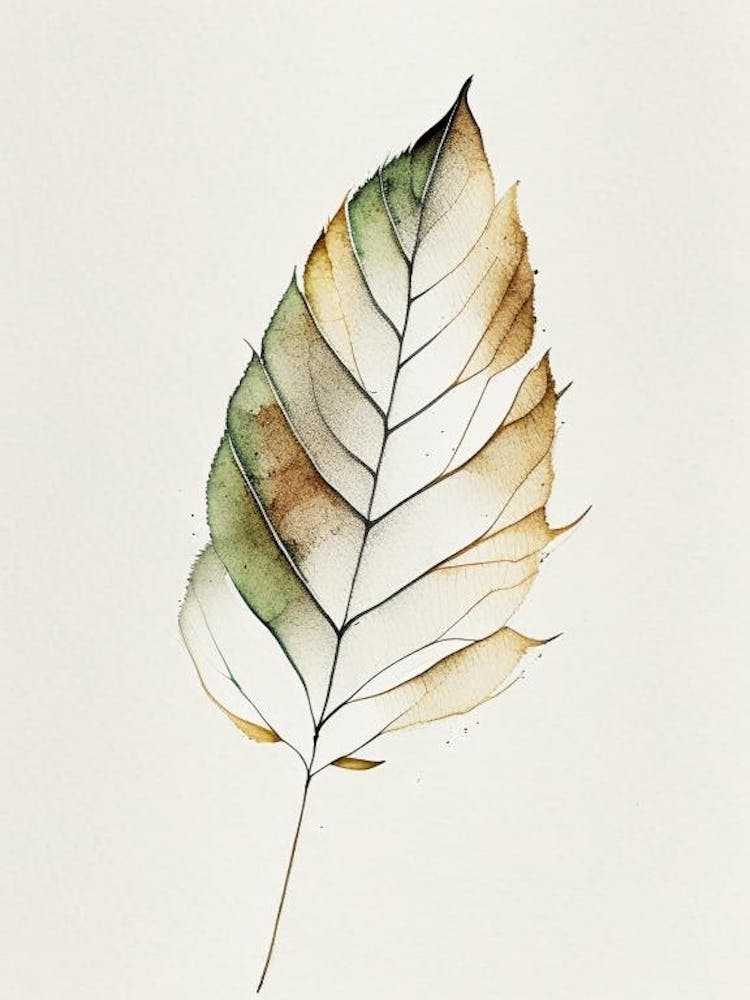 Birch Leaf Minimalist Watercolour