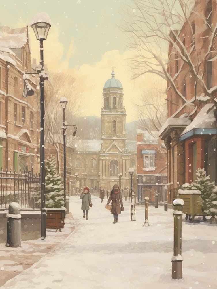 Vintage Winter Illustration Nottingham United Kingdom 2