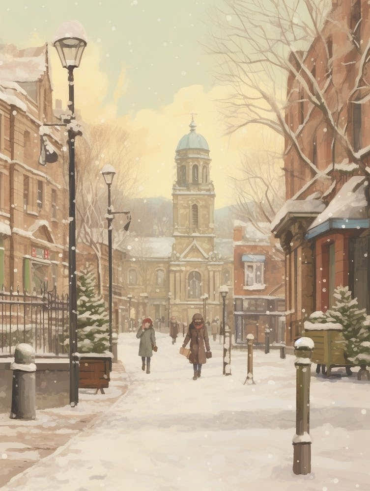 Vintage Winter Illustration Nottingham United Kingdom 2