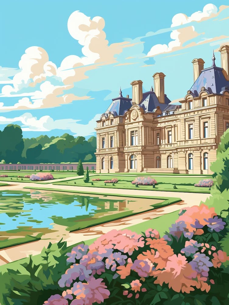 Palace Of Fontainebleau Gardens France Illustration 1 