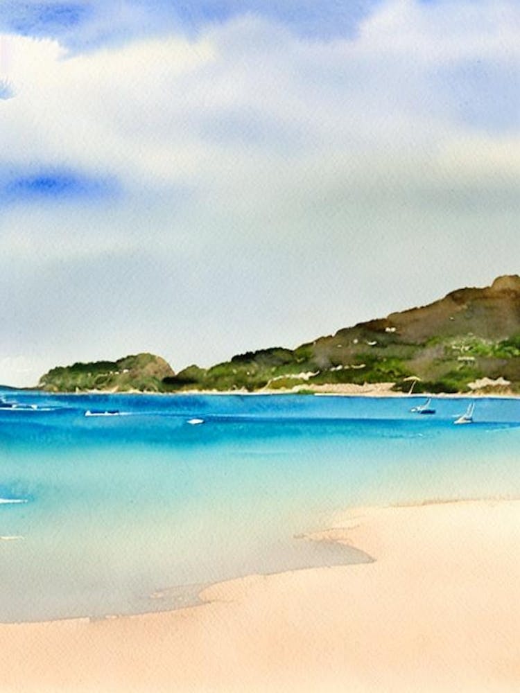 Sandy Island, Anguilla Watercolour