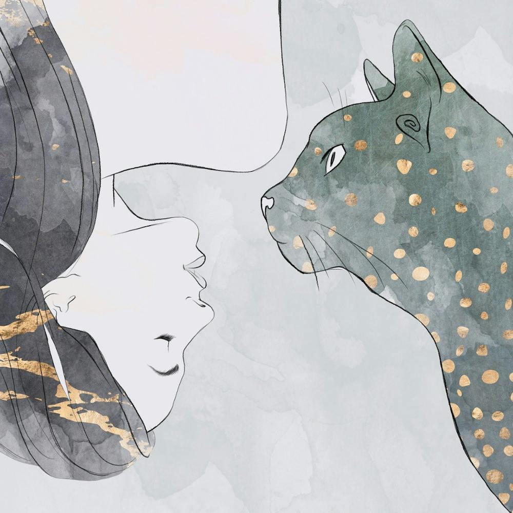 Portrait Of A Woman And A Cat