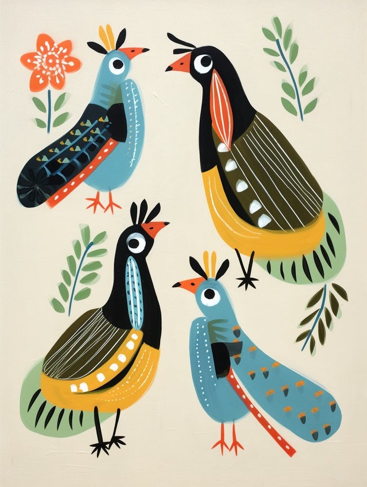 Folk Style Bird Painting Roadrunner 1