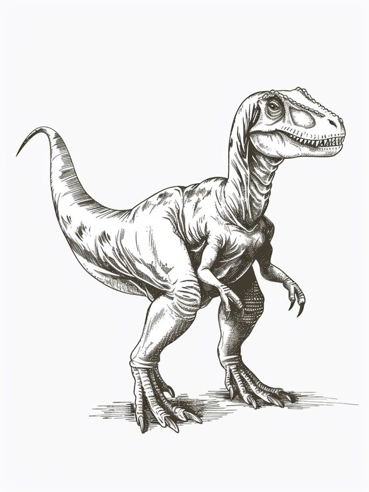 Sinornithosaurus Dinosaur Black Shading 1