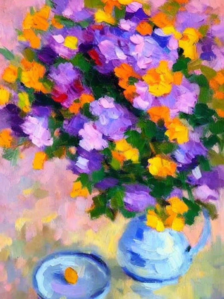 Lavender Floral Abstract Block Colour 1 Flower