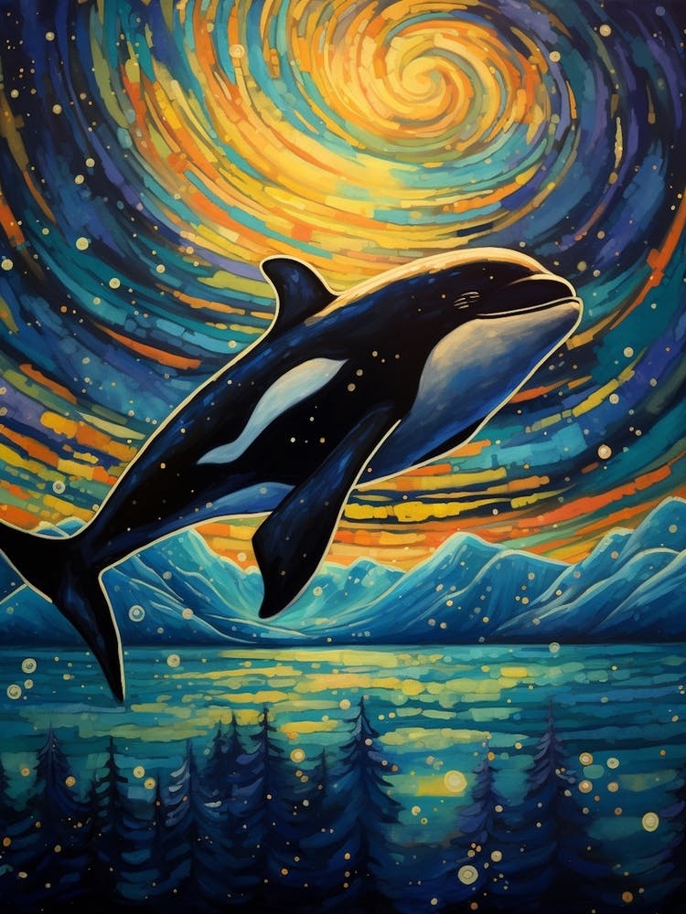 Orca Whale Van Gogh Style