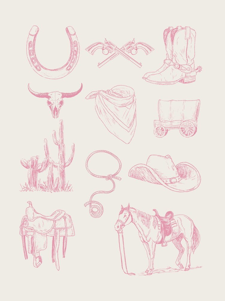 Western Flash Sheet Wall Art | Cactus Desert Wall Art | Pink Cowboy Cowgirl Western Living Room Bedroom