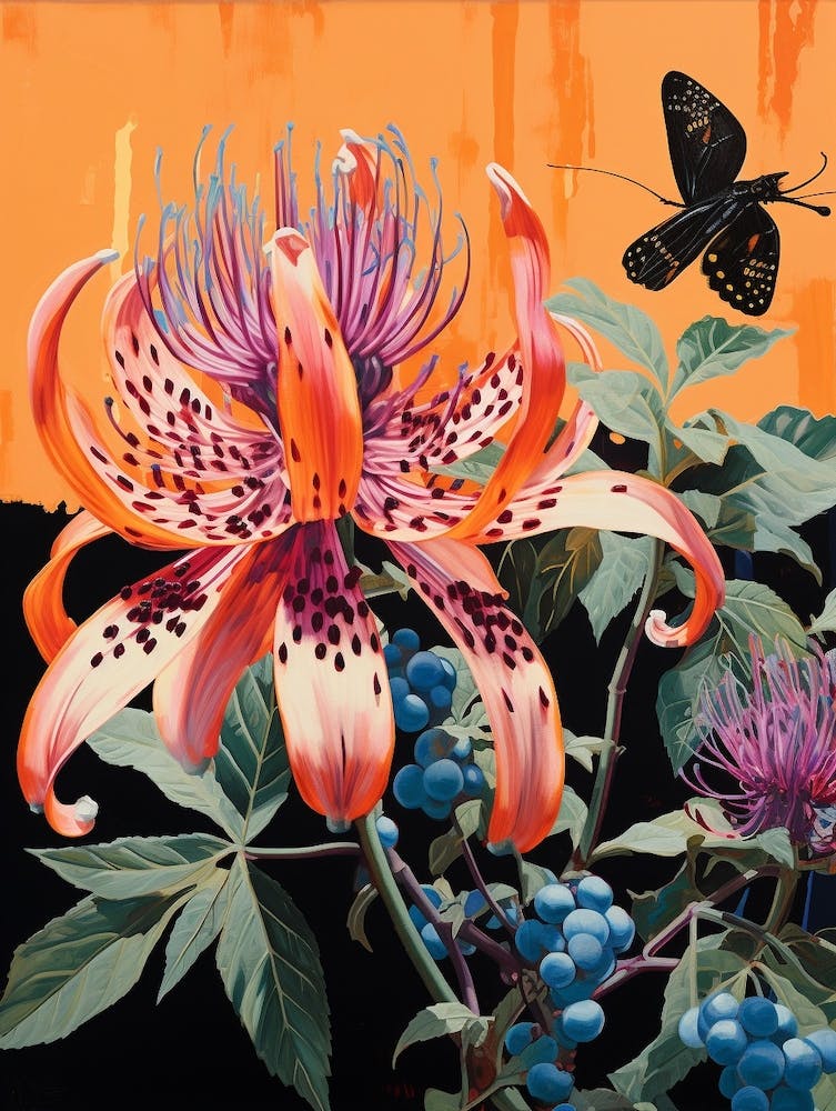 Surreal Florals Bee Balm 1 Flower Painting