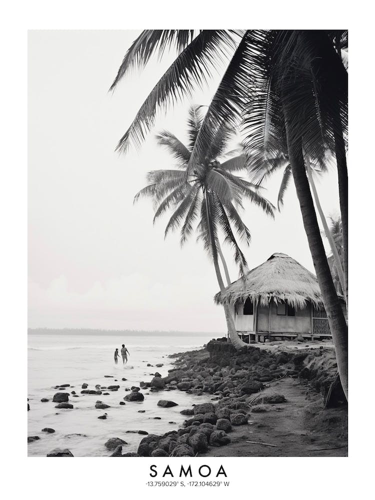 Poster Of Samoa, Black And White Analogue Photograph 1