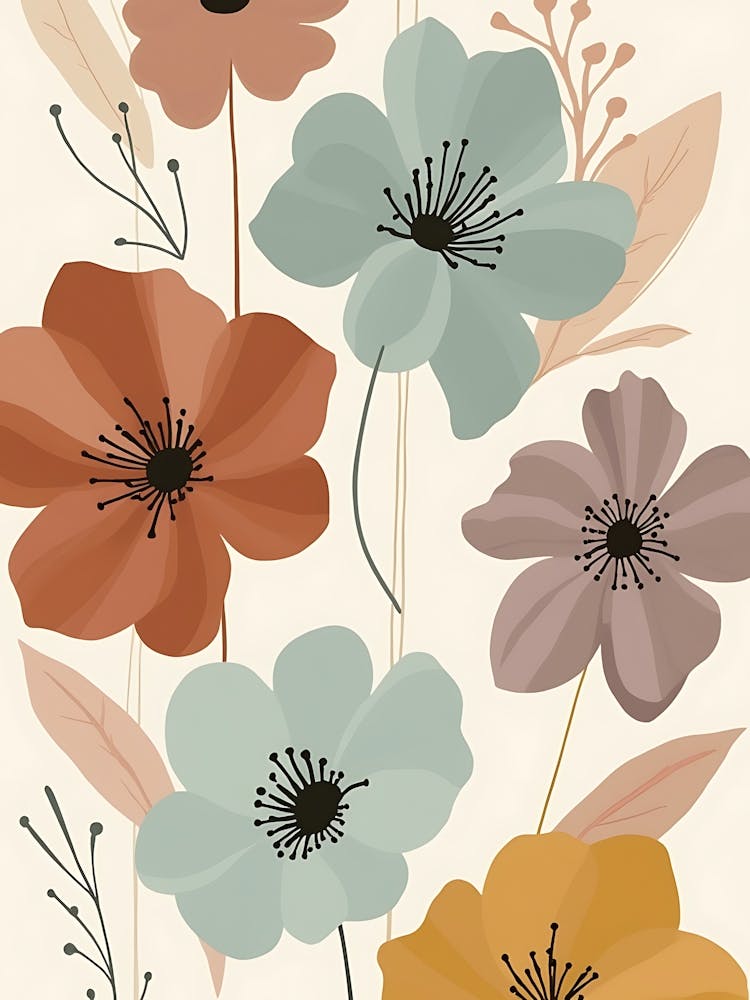 Delicate Garden Flowers in Muted Tones