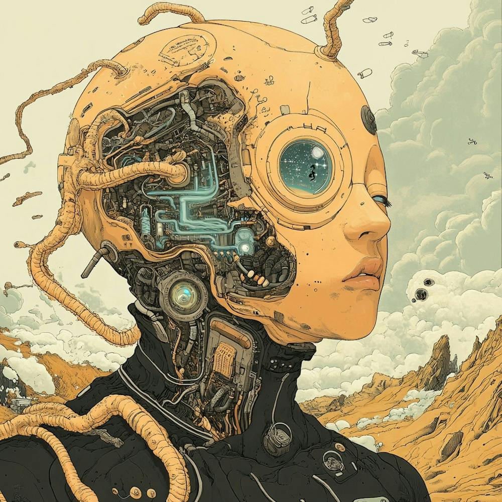 Woman With A Robot Head Sci-Fi