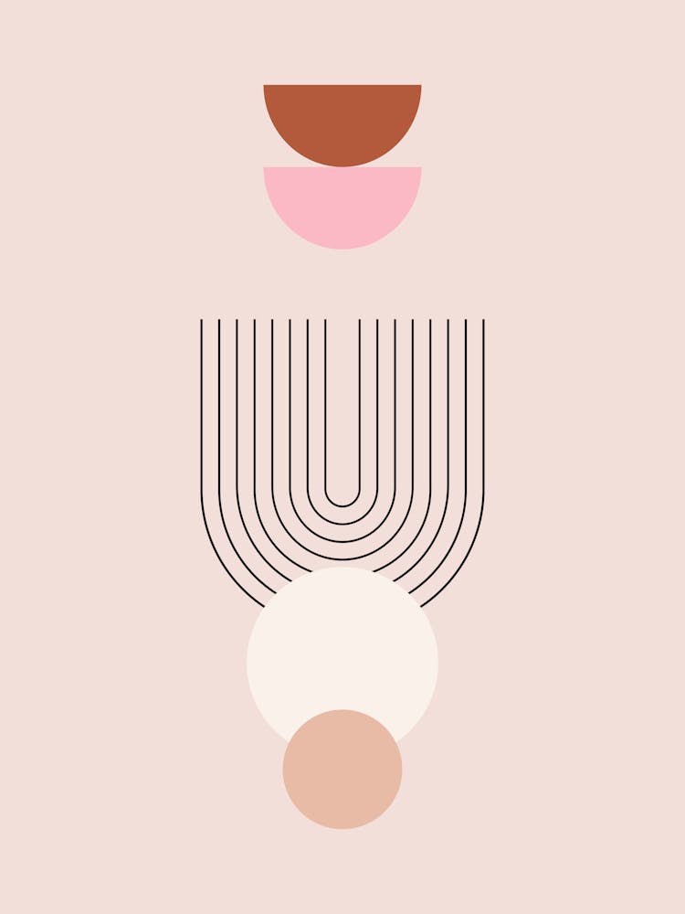 Moderne du Milieu du Siècle | 07 - Arc Géométrique Rose Poudré