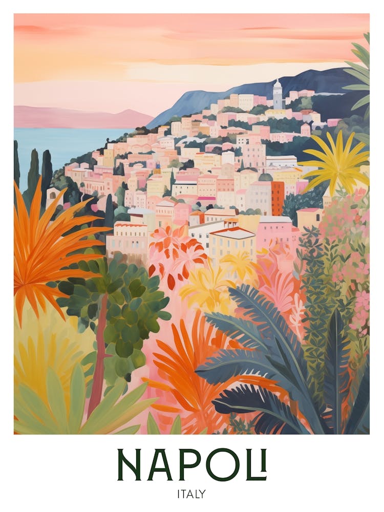 Napoli, Italy Maximalist Travel Poster Vibrant Colour