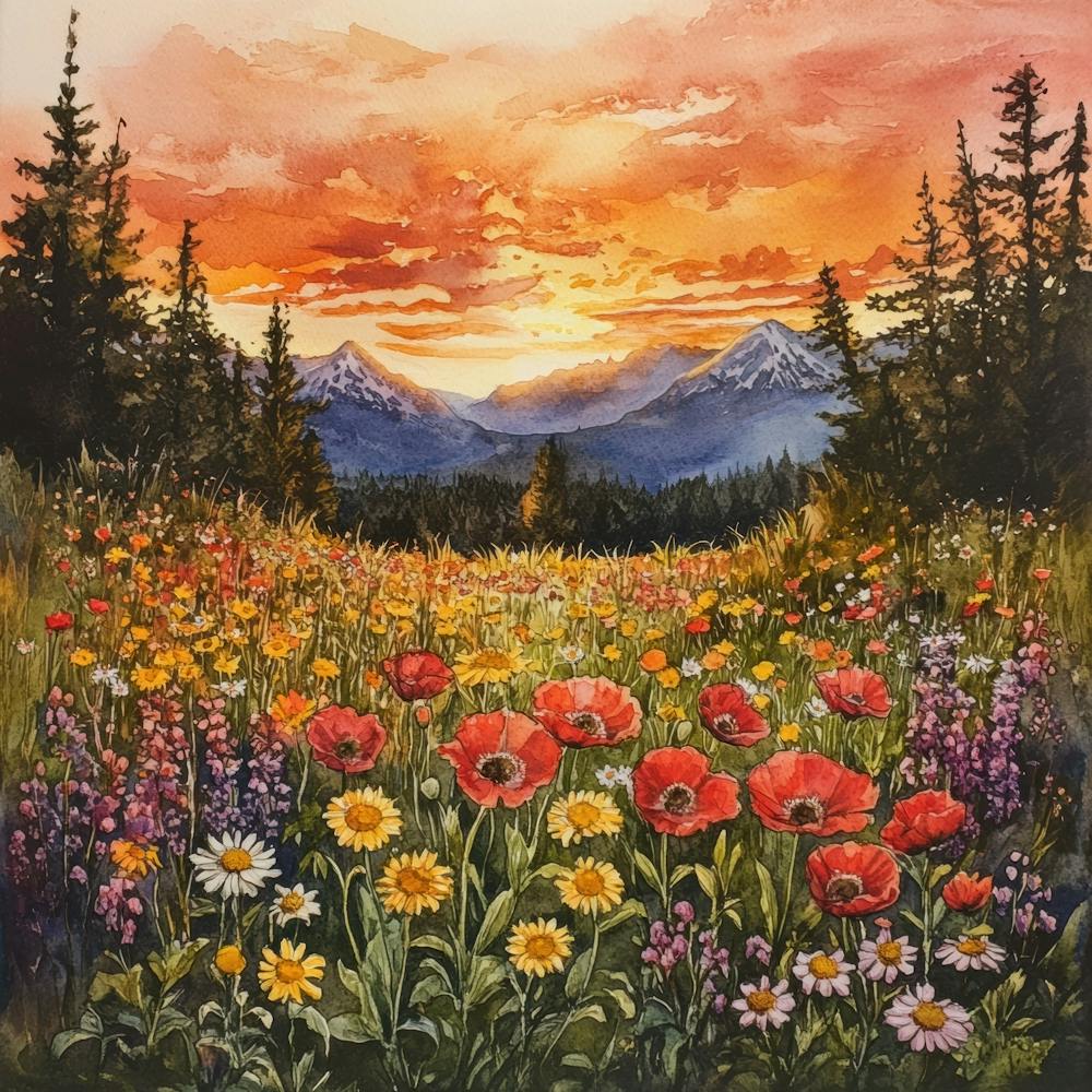 Wildflowers At Sunset