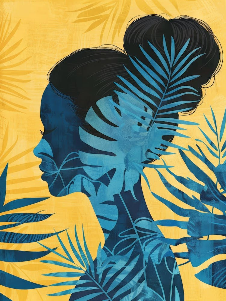 Silhouette Of A Woman With Palm Leaves