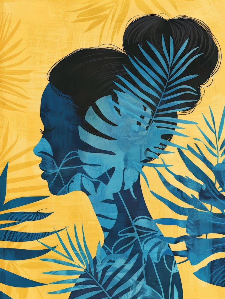 Silhouette Of A Woman With Palm Leaves