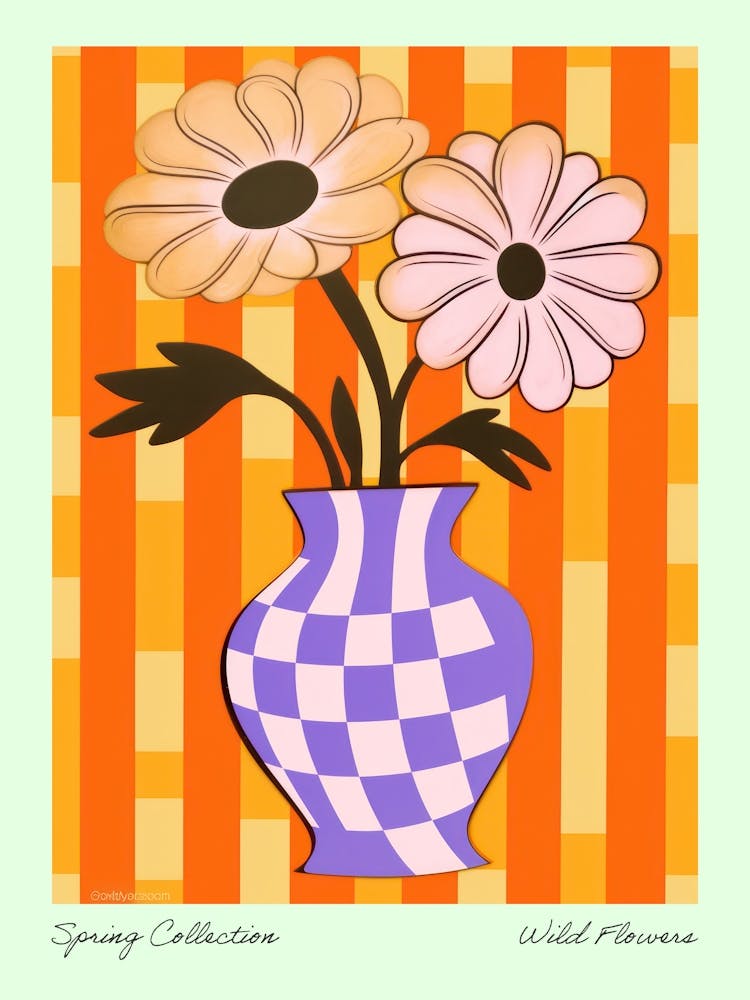 Spring Collection Wild Flowers Orange Tones In Vase 2