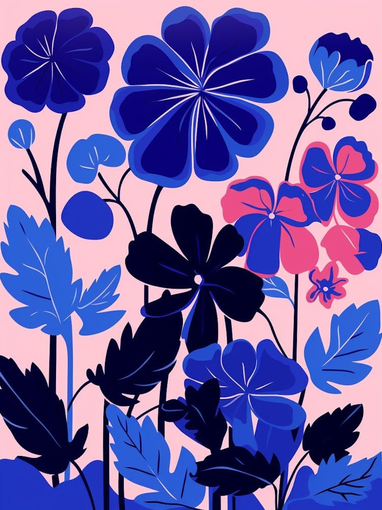 Blue Flower Illustration Geranium 1