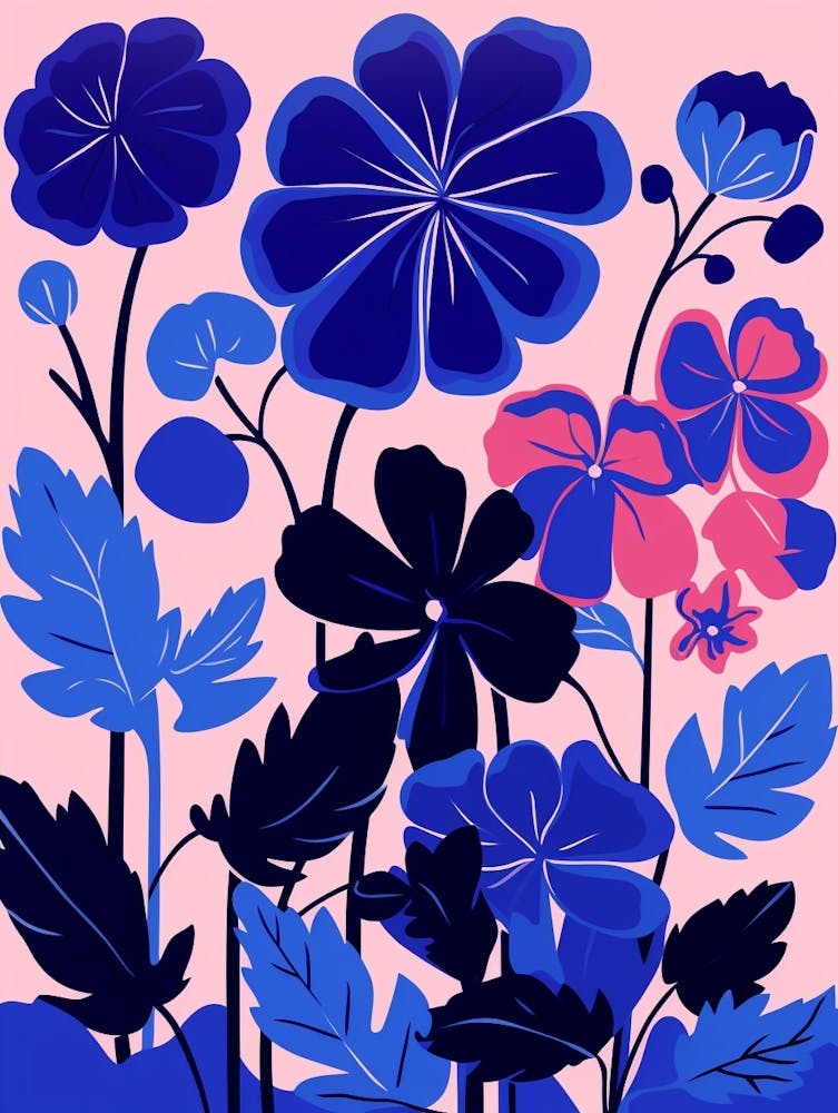 Blue Flower Illustration Geranium 1
