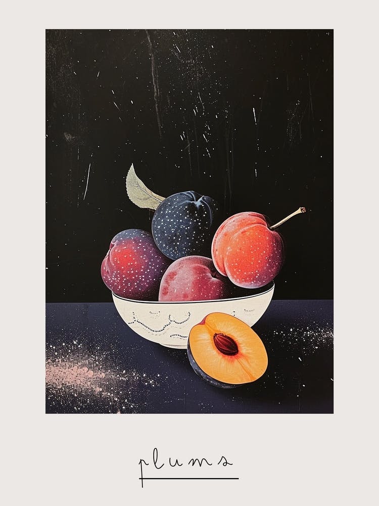 Art Déco Pflaumen in einer Schale Poster