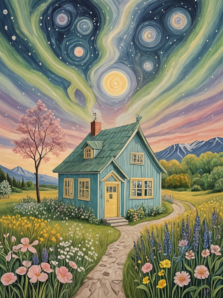 Whimsical Cottage Under The Northern Lights
