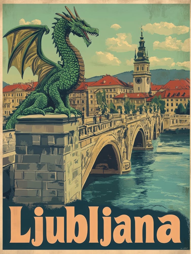 Aihrgdesign A Vintage Travel Poster Of Ljubljana 3