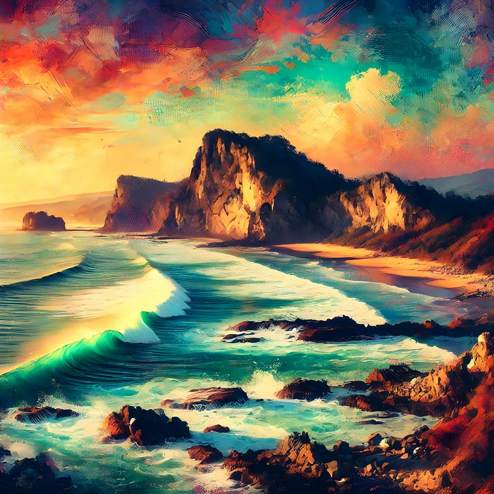 Rugged Beauty Of La Libertad Coastline – A Digital Artwork Of El Salvador S Iconic Shores