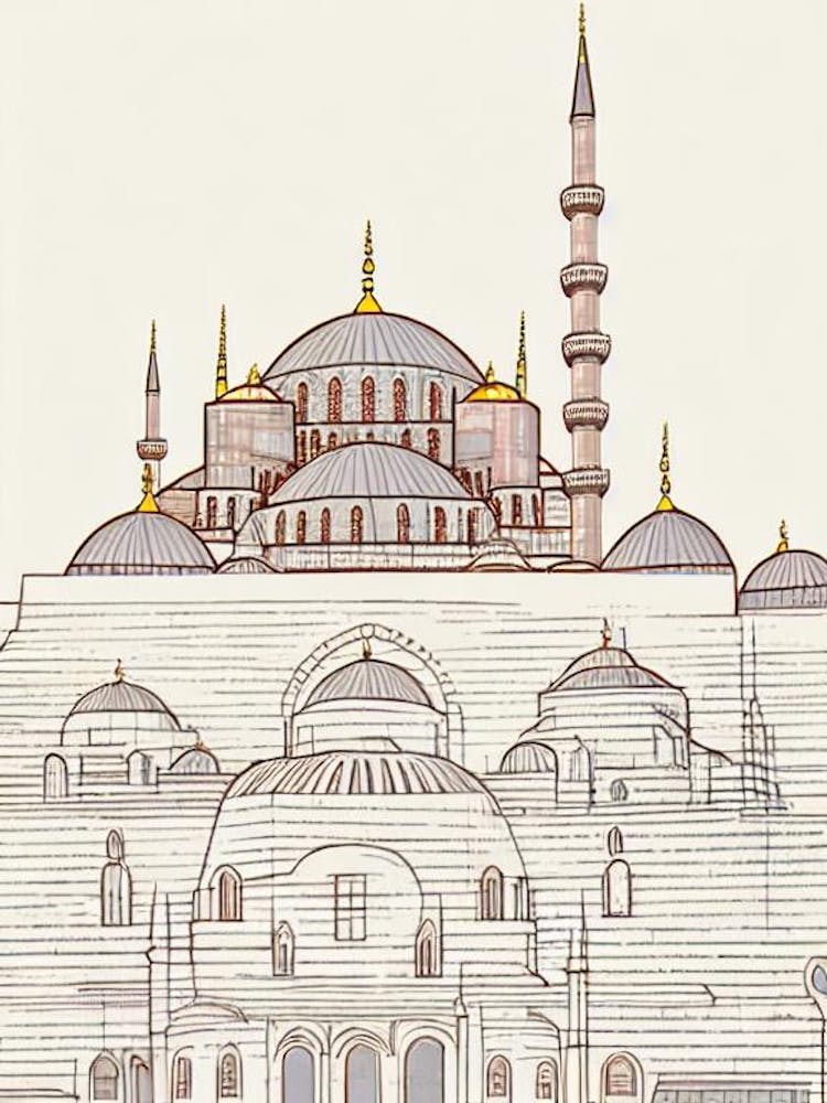 Blue Mosque Istanbul Boho-Wahrzeichen-Illustration