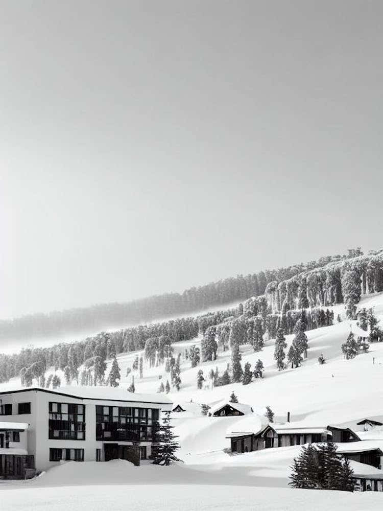 Hotham, Australia Black And White Skiing Poster