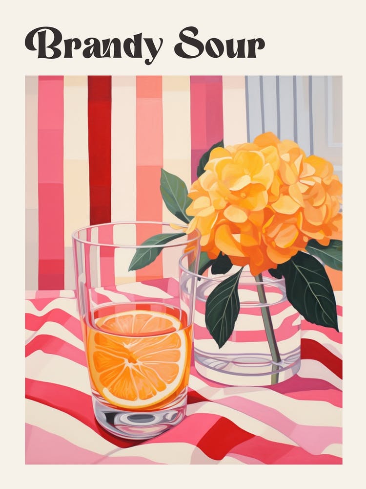 Brandy Sour 2 Retro Cocktail Poster