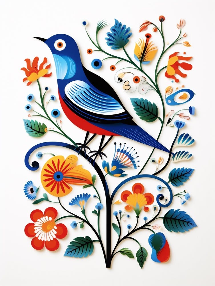 Scandinavian Bird Illustration Robin 1