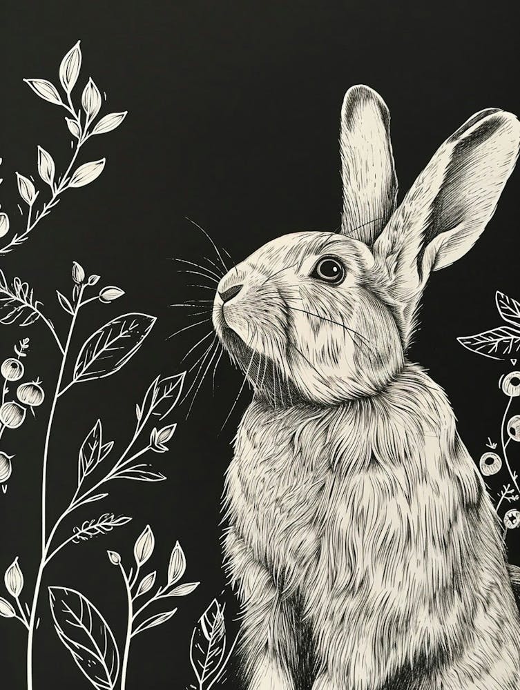 English Lop Rabbit Minimalist Illustration 2