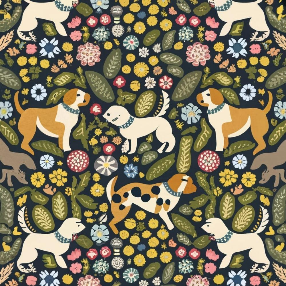 Dogs In The Garden : William Morris Inspired Dogs Collection