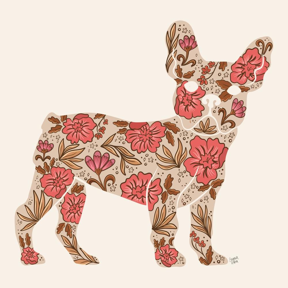 Rosa Blumen Frenchie