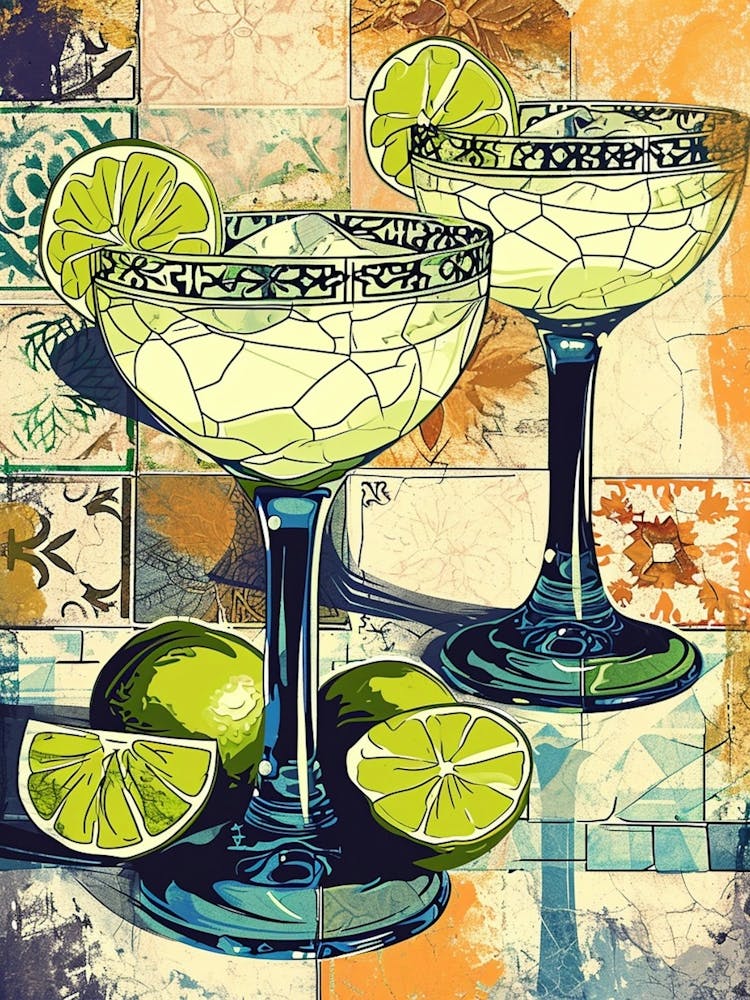 Margaritas On Mosaic Tiles