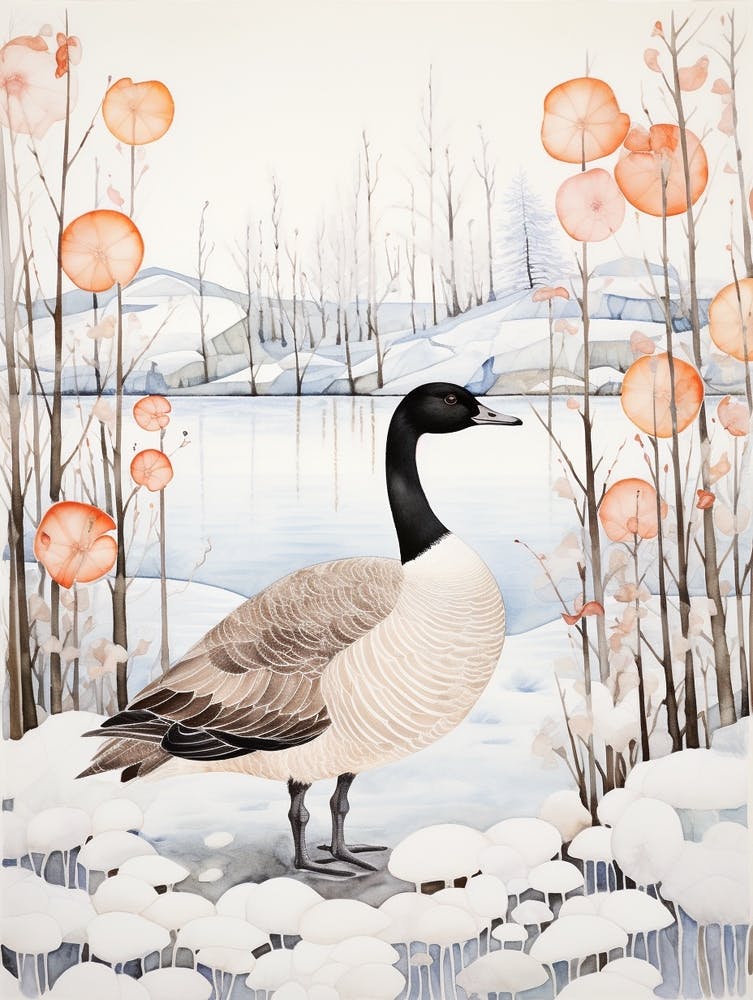 Winter Bird Painting Canada Goose 1
