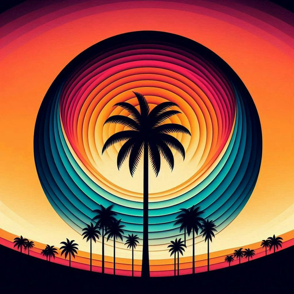 Sunset With Palm Trees 1