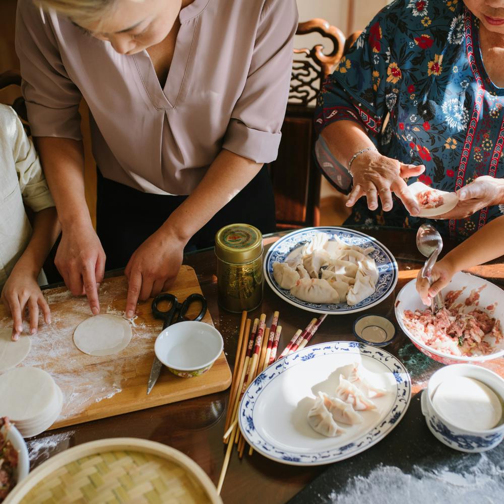 Family Making Dumplings
