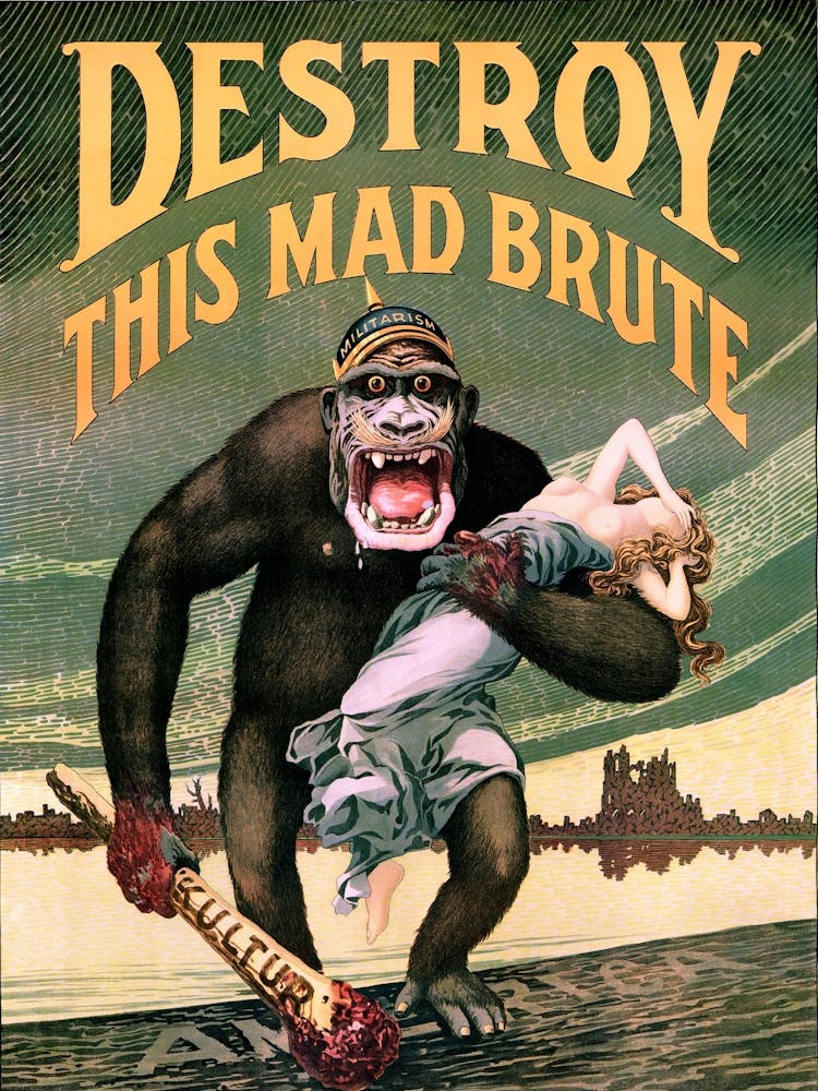 Zerstört diese verrückte Bestie, Gorilla mit einem Knüppel, Vintage Poster