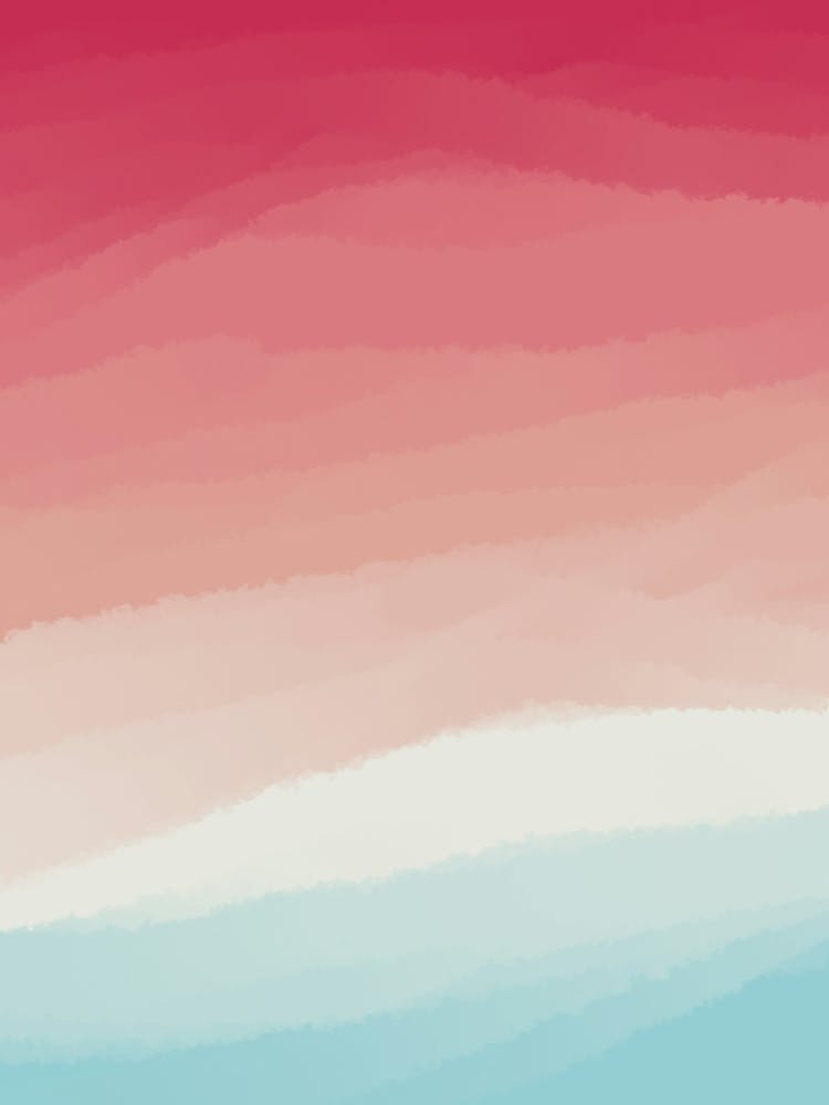 Minimal art abstract watercolor painting of the sunset sky and warm waves