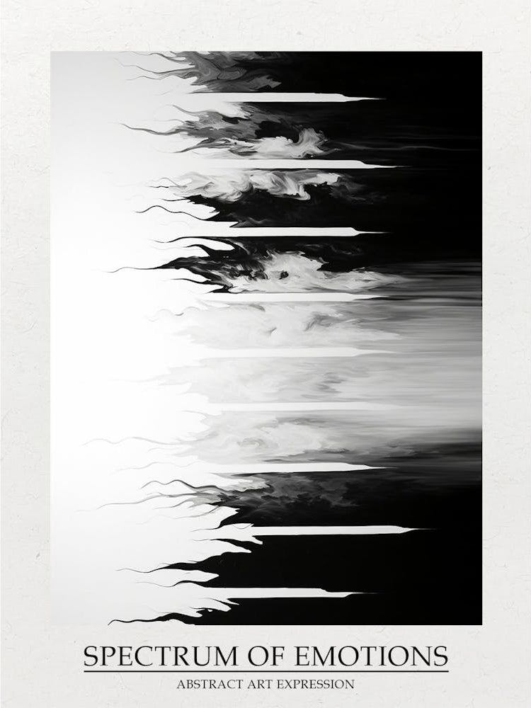 Spectrum Of Emotions Abstract Black And White 8 Poster