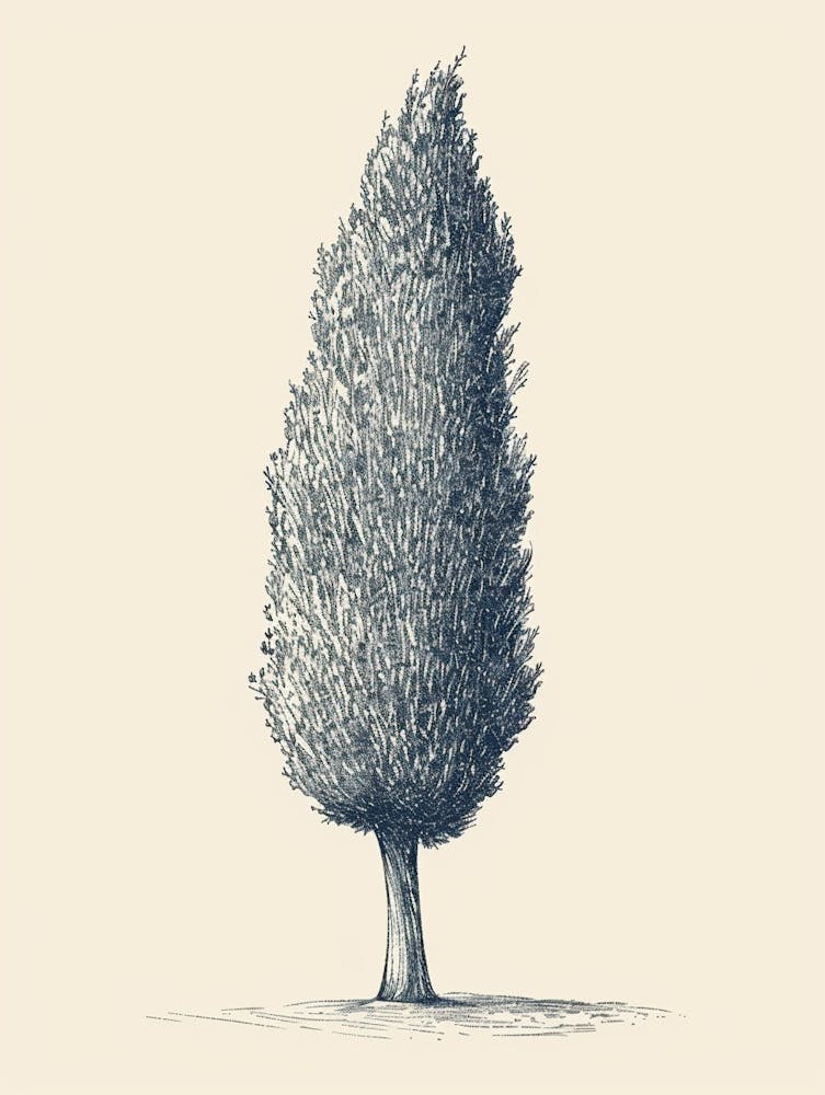 Cypress Tree Minimalistic Drawing 1