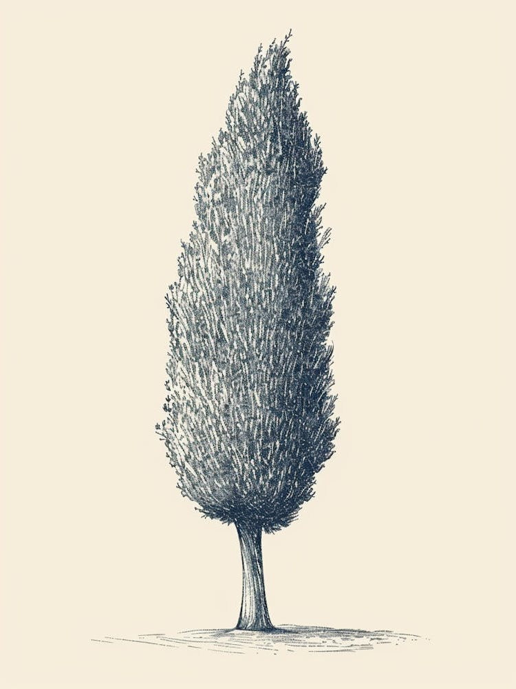 Cypress Tree Minimalistic Drawing 1