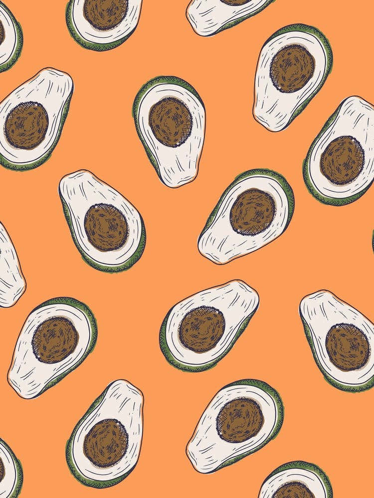 Avocados On An Orange Background