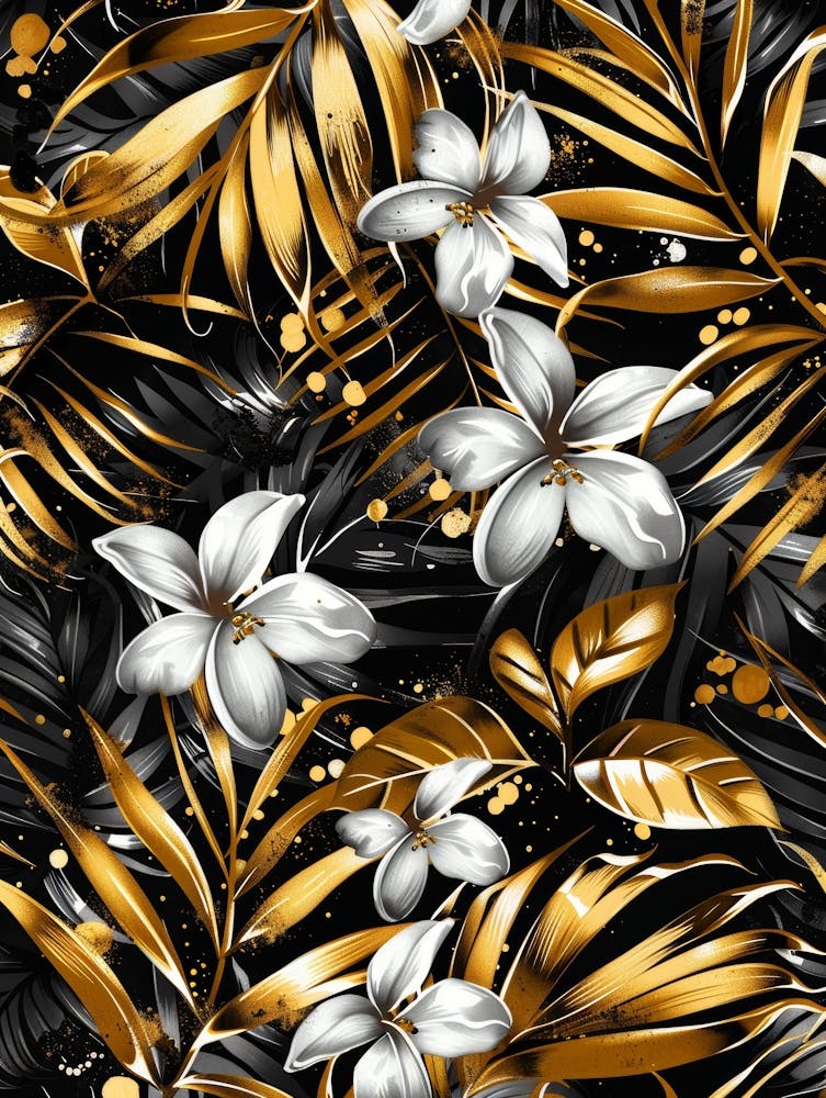 Gold And White Floral Pattern