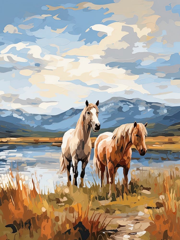 Horses Painting In Scottish Highlands, Scotland 1