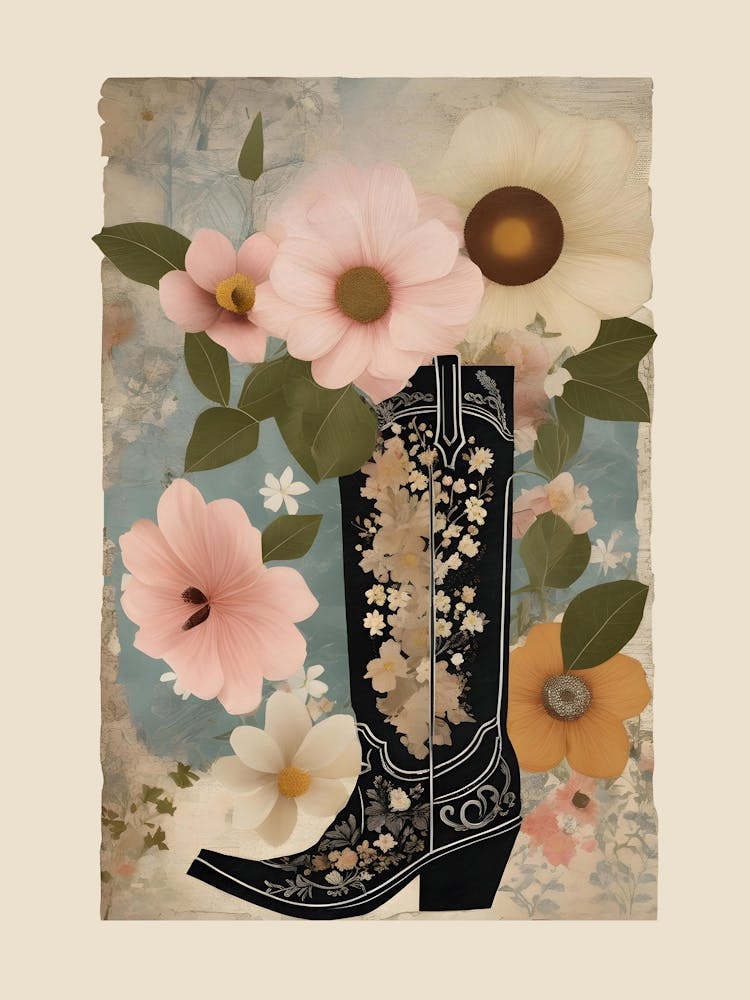 Bottes de Cowgirl Fleurie, Art Western, Art Tendance Fille du Sud, Preppy
