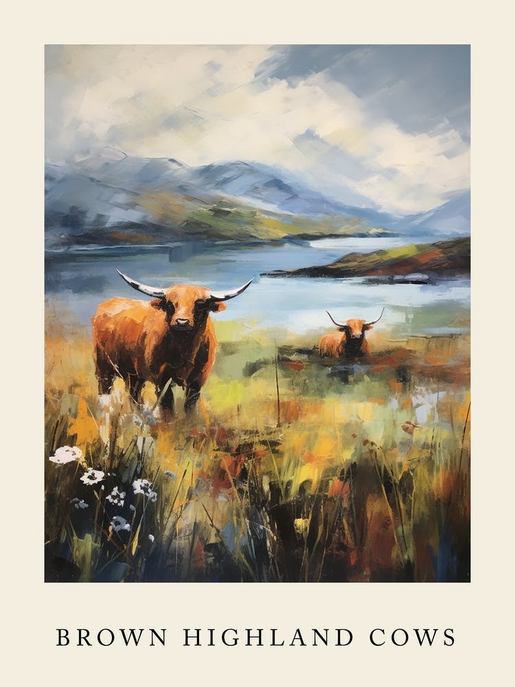 Brown Highland Cows