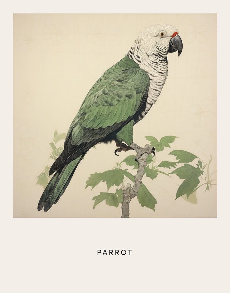 Ohara Koson - Peinture d'oiseau inspirée Perroquet 1 - Affiche
